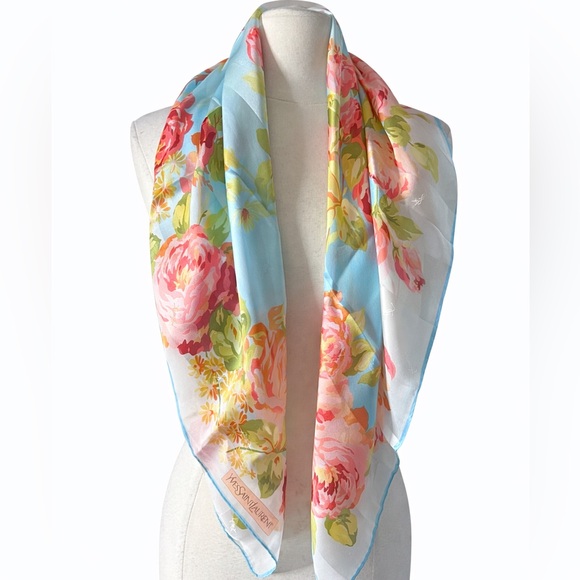 Yves Saint Laurent Accessories - YSL Yves Saint Laurent Floral Silk Scarf 34"